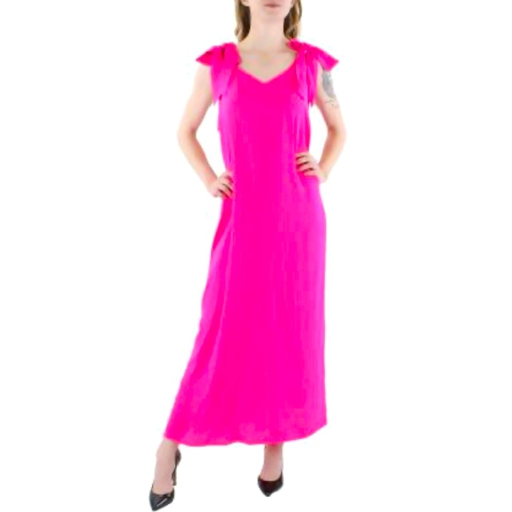New Riley & Rae Hot Pink V-Neck Long Maxi Dress